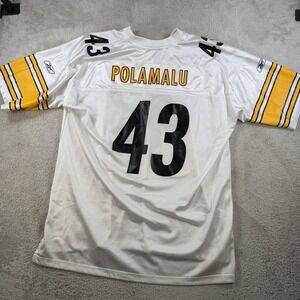 VTG Pittsburgh Steelers Troy Polamalu Jersey Mens 2XL White Reebok NFL On Field